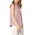 thumbnail image 4 of INSPIRE CHIC Women's Ruffled Sleeveless Pullover V- Neck Work Blouses Tops XS Pink, 4 of 8