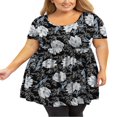 thumbnail image 1 of Tunique Grande Taille pour Femmes Manches Courtes Roses Vertes Hauts 3X Col Rond Vêtements Été Fluide Vêtements de Maternité Chemise, 1 of 6