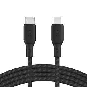 Belkin USB-C à USB-C Câble, BoostCharge Câble d'alimentation tressé (3M/9,8pi), câble de recharge rapide avec 100W Livraison d'électricité, USB-IF Certifié pour iPhone 16, MacBook, Livre de Chrome, Galaxy & Plus - noir