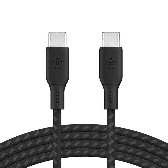 Belkin USB-C to USB-C Cable, BoostCharge Braided Power Cable (3M/9.8ft), Fast Charging Cable w/ 100W Power Delivery, USB-IF Certified for iPhone 16, MacBook, Chromebook, Galaxy & More - Black
