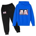 thumbnail image 1 of RXIRUCGD Mode Ensemble à Capuche Manches Longues Imprimé Décontracté pour Filles et Garçons (Bleu, Taille : 3 Ans), 1 of 2