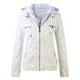 thumbnail image 1 of IMENGL Veste Zippée à Col Montant Ajustée en Cuir PU style Moto, Blanc 2TG, Taille M-4TG, 1 of 6
