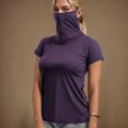thumbnail image 2 of BiZtdJrK T-Shirt Basique de Protection Solaire pour Femme avec Masque Facial, Manches Courtes, Confortable et Léger, T-Shirts de Pêche, Randonnée, Tenues de Plein Air, Violet, TTG, Ropa de Verano Para Mujer, 2 of 8