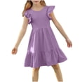 thumbnail image 1 of DecSea Girls Summer Double Layer Ruffle Dresses Casual Solid Crewneck Beach Sundress, 1 of 9