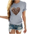 thumbnail image 2 of Soki T-Shirts Décontractés pour Femmes à Imprimé Léopard, Col Rond, Manches Courtes, 2 of 5