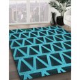 thumbnail image 3 of Ahgly Company Tapis Rond Lavable en Machine Intérieur Transitionnel Vert Sarcelle Profond, 3 Pieds Rond, 3 of 7