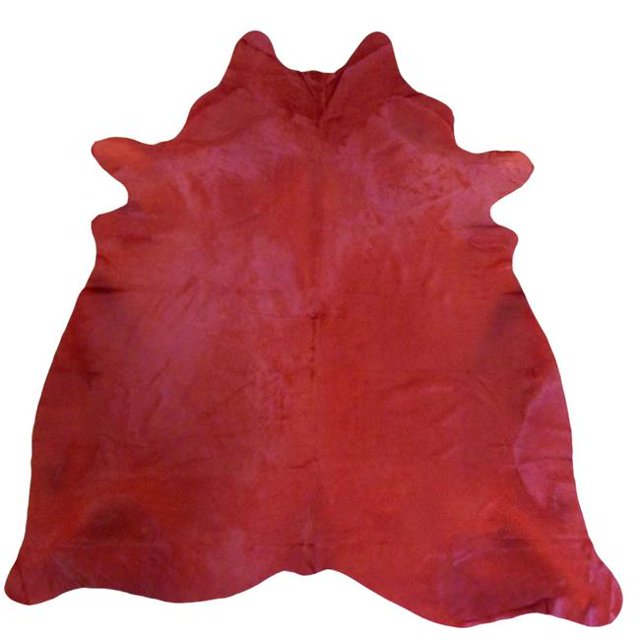 HomeRoots 334428 Tapis en Peau de Vache Brésilienne Teinte Rouge