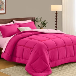 FUANNA Queen Comforter Set 7 Pieces, Reversible Queen Size Bed in a Bag with All Season Soft Comforter, Bedding Sets Includes Comforter, Flat Sheet, Fitted Sheet, Pillow