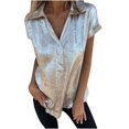 thumbnail image 1 of Plebaso Femmes 2025 Hauts Élégants Décontractés Manches Courtes Col en V Chemisiers à Col T-Shirts Mode pour Femmes, 1 of 6