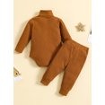 thumbnail image 3 of FOCUSNORM Newborn Baby 2 Pcs Fall Clothes Pants Set Baby Girl Boy Winter Ribbed High Neck Romper Pants Outfits Infant Clothing, 3 of 9