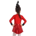 thumbnail image 4 of Yartina Costume de Maître de Cirque pour Filles Enfants Sequins Brillants Nœud Papillon Robe de Danse Jazz Moderne Rouge 14, 4 of 7