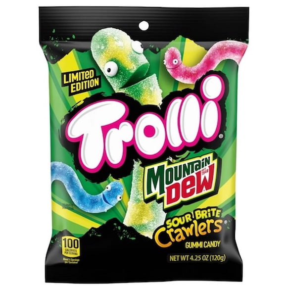 Trolli Limited Edition Mountain Dew Sour Brite Crawlers Gummi Candy 120G - U.S Edition
