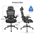 thumbnail image 2 of Chaise de Bureau Ergonomique à Dossier Haut avec Soutien Lombaire en Forme de C et Appuie-Tête 2D Ajustable, Chaise d'Ordinateur Exécutive Pivotante en Maille Confortable pour la Maison, le Bureau, l'Étude, le Jeu, 2 of 10