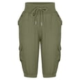 thumbnail image 4 of Pantalon Cargo Ample Décontracté pour Femmes, Uni, à Cordon de Serrage, Jambe Grand, Court, 4 of 5