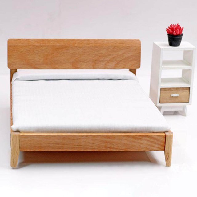 serony 1:12 Maison de Poupée Lit Simple Modèle Miniatures Style Mobilier Mobilier 1/12 Lit Simple Ornement de Chambre