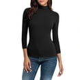 thumbnail image 1 of Women's Mock Neck Shirt 2025 - 3/4 Sleeve Slim Fit | Basic Layering Tee, 1 of 9