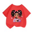 thumbnail image 1 of GDREDA Vêtements Fille Enfant Filles Mignon Mode Imprimé Col Rond Manches Courtes Tee Été Confortable Décontracté Ample T-Shirt Hauts Fille Hauts Rouge,12-14 Ans, 1 of 4