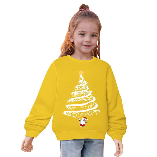 Diufon Chandail en Molleton de Noël pour Garçons et Filles Manches Longues Col Rond Chandail Automne Hiver Hauts Chauds