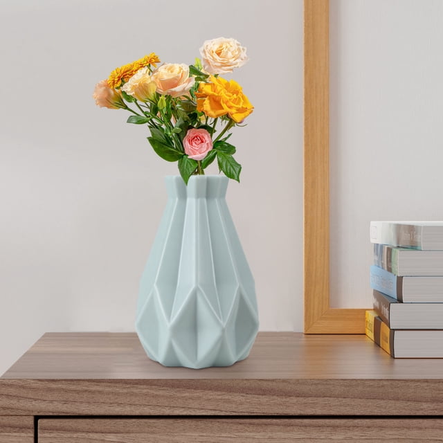 Drop Resistant Plastic Vase Hydroponic Flower Planter for Living Room Decor, Imitation Ceramic Home Decoration Centerpiece