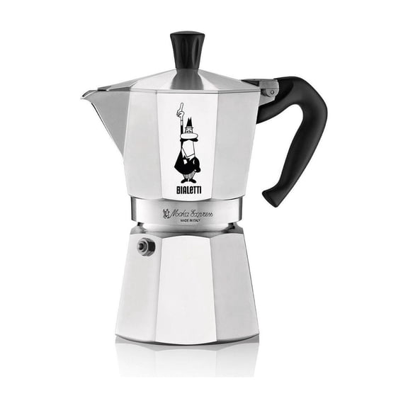 Bialetti – Cafetière Moka Express 3 tasses, cafetière à espresso emblématique pour cuisinière, prépare du vrai café italien, aluminium, argent