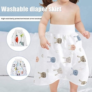 2pcs Jupe pour couches de bébé, couche d'entraînement en pot Jupe en pot réutilisable Pantalons en pot de couches de fuite, haute-Waisted, protecteur Belly avec haute taille, respirant pour les enfants (L)