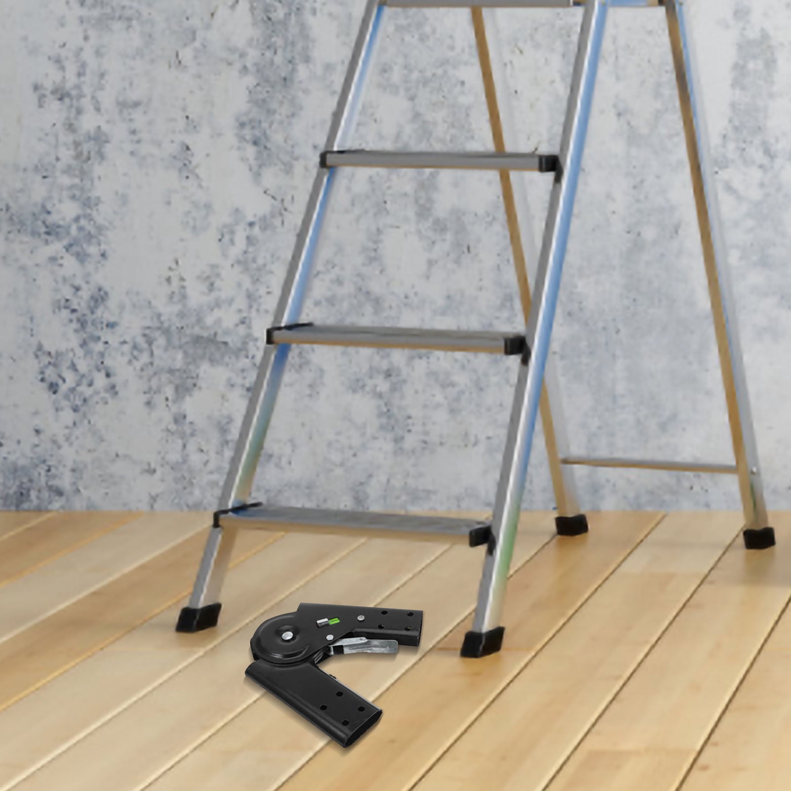 Raindrops Black Aluminum Alloy Ladder Joint Connector with Heavy Duty Folding Step Ladder Hinge for Chair Use