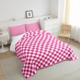 thumbnail image 4 of Erosebridal Pink Check Plaid Comforter Sets Queen Size, Geometric Comforters & Duvets, Farmhouse Gingham Decor, 3pcs, 4 of 8
