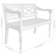 thumbnail image 4 of vidaXL Batavia Bench 98 cm Solid Mahogany Wood White, 4 of 4
