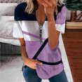 thumbnail image 2 of Birdeem Mode Femmes Été Col en V Manches Courtes Imprimé Fermeture Éclair T-Shirt Blouse Décontractée, 2 of 6