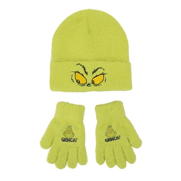 The Grinch Fuzzy Big Face Design Kids Beanie and Gloves Set