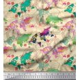 thumbnail image 1 of Soimoi White Rayon Fabric Stamp & World Map Decor Fabric Printed Yard 56 Inch Wide, 1 of 5