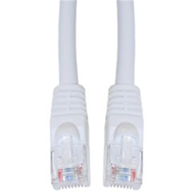 Cat6a White Ethernet Patch Cable Snagless Molded Boot 500 MHz 2 foot