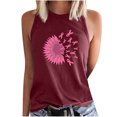 thumbnail image 2 of TIMIFIS Breast Cancer Ribbon Women's Racerback Tank Casual Sleeveless Printed Ladies Round Neck Blouses Tops T-ShirtFall/Winter, 2 of 5