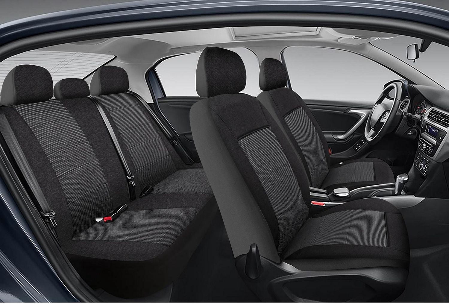 AUTO DRIVE 3-PIECE Jacquard Car Seat Cover Full Set For Front and Rear Seat Universal Fit