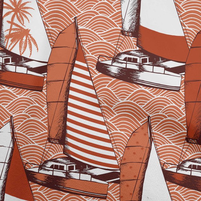 oneOone Rayon Orange Fabric Nautical Sewing Craft Projects Fabric Prints By Yard 56 Inch Wide