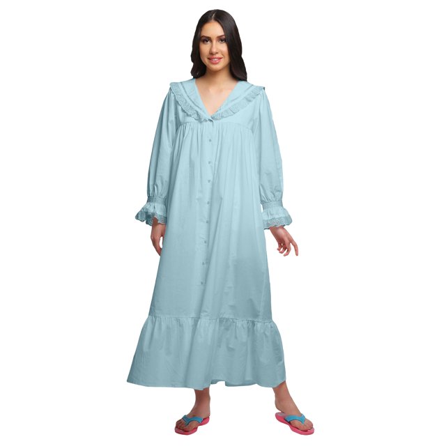 Moomaya Nuisette d'Allaitement en Coton pour Femmes, Unie, Ligne A, Col Rond