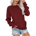 thumbnail image 1 of Pulls à Manches Longues pour Femmes Blouses à Manches Longues Mode Féminine Solide Ample Col Rond Blouse à Manches Longues avec Poche Pull Blouses à Manches Longues pour Femmes Hauts à Manches Longues, 1 of 4