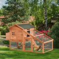 thumbnail image 2 of PawHut 69" Chicken Coop Wooden Hen House with Run, Nesting Box, Tray Yellow, 2 of 9