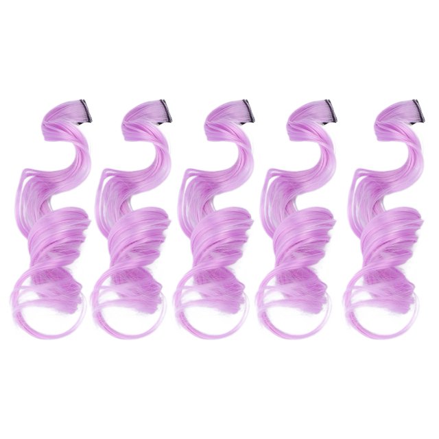 Extensions de Cheveux à Clipser, 5 Pcs Extension de Cheveux 21.7 Po Mèches Mode Longue Bouclée Colorée à Clipser pour Filles Femmes pour Mode Quotidienne et Occasions Spéciales