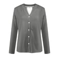 thumbnail image 4 of AherBiu Veste Légère pour Femme à Boutons, Cardigan Tricoté à Col Ras du Cou, Chandail Décontracté Ample, Manteau Léger, 4 of 5