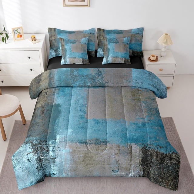 YST 7pcs Hippie Tie Dye Gradient Comforter Set Modern Aesthetic Full Size, 7 Count