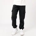 thumbnail image 2 of MIASHUI Girls Sweatpants Unisex Children Cargo Pants Kids Solid Color Trousers,Black,7-8 Years, 2 of 4