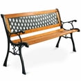 thumbnail image 1 of Patio Park Garden Bench Porch Path Chair Deck Cast Iron Hardwood, 1 of 10