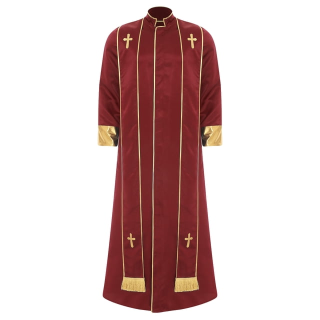 iiniim Mens Friar Medieval Renaissance Priest Long Robe Church Worship Halloween Party Cosplay Costume Red S
