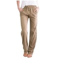 thumbnail image 1 of Yubnlvae Womens Sweatpants, Elastic Drawstring Straight Leg Long Pants with Pockets Womens Pants Khaki, 1 of 3