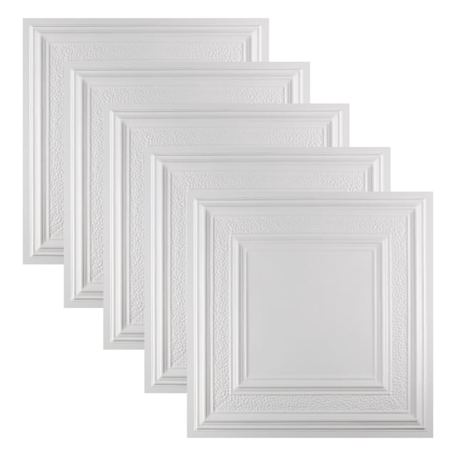 Great Lakes Tin Milwaukee Matte White 2ft x 2ft Tin Ceiling Tiles 5 Pack
