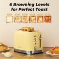 thumbnail image 4 of Culinaid Toaster 2 Slice Retro Stainless Steel with 1.5 Extra Wide Slots Bagel, Defrost, Reheat, Cancel Functions, 6 Bread Shade Settings, Removable Crumb Tray, Yellow, 4 of 8