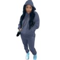 thumbnail image 3 of MAWCLOS Ensemble de Survêtement Deux Pièces pour Femmes Ensemble de Jogging à Manches Longues à Capuche Bleu Marine 3TG, 3 of 4