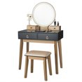 thumbnail image 3 of Gymax Makeup Dressing Vanity Table Set w/ Touch Screen Dimming Mirror Black, 3 of 8