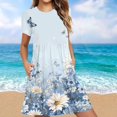 thumbnail image 2 of Weiqiqre Robes pour Femmes Été Décontractées à Manches Courtes Col Ras du Cou Robes T-Shirt Amples Évasées Mini avec Poches, 2 of 5